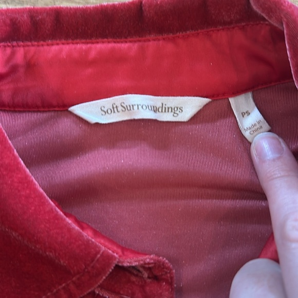 Soft Surroundings red velvet boyfriend tunic shirt PS - Picture 2 of 6